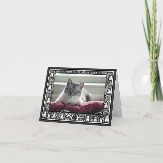 Jouw Huwelijksfoto Dank Je Zwarte en Witte Kunst Bedankkaart (Voorkant)