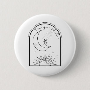 Jouw intuïtie Boho Stars Moon Abstracte lijn Art T Ronde Button 5,7 Cm