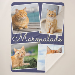 Jouw kattenfoto's en de naam van je huisdier geper sherpa deken