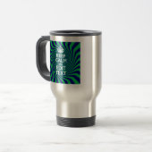 Jouw Keep Calm Tekst in Blauwe Groene Wervel Decor Reisbeker (Voorkant links)