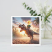 Jouw kind die op een T-rex rijdt, doe mijn gezicht Kaart (Staand voorkant)