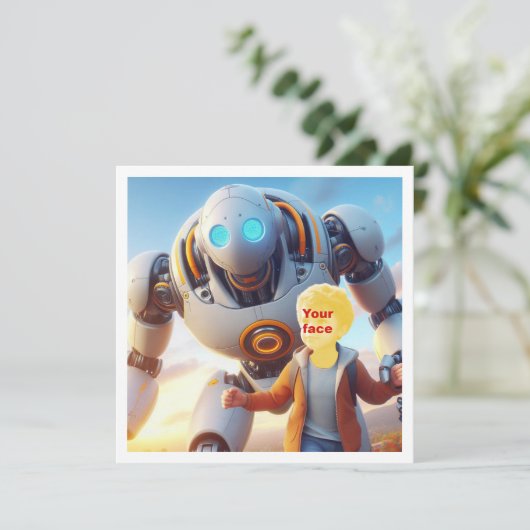 Jouw kind en robot vriend, beste vrienden kaart (Staand voorkant)