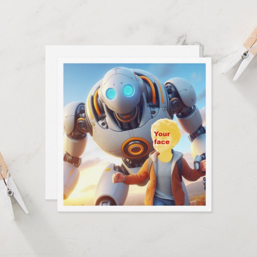 Jouw kind en robot vriend, beste vrienden kaart (Voorkant / Achterkant in situ)