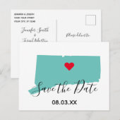 Jouw kleuren Connecticut kaart vorm save the date (Voorkant / Achterkant)