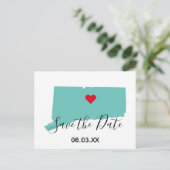 Jouw kleuren Connecticut kaart vorm save the date (Staand voorkant)