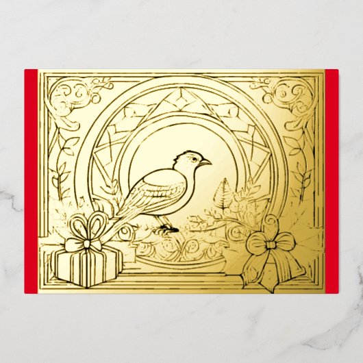 Jouw Kleuren Kerst Vogel Folie Feestdagenkaart (Voorkant)