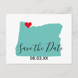 Jouw kleuren Oregon kaartvorm Save the Date Aankondigingskaart