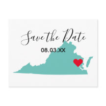 Jouw kleuren Virginia Kaart Vorm Save the Date