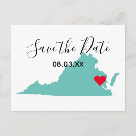 Jouw kleuren Virginia Kaart Vorm Save the Date