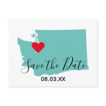 Jouw kleuren Washington kaartvorm save the date