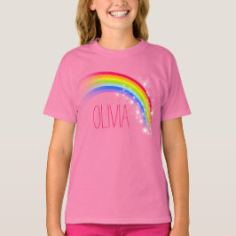 Jouw korte naam: regenboogrode meisjes bovenaan t-shirt