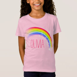 Jouw korte naam: regenboogrode meisjes bovenaan t-shirt