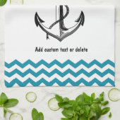 Jouw liefde is mijn Blauwgroen blauwe Chevron Cust Theedoek (Gevouwen)