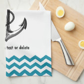 Jouw liefde is mijn Blauwgroen blauwe Chevron Cust Theedoek (Quarter Fold)