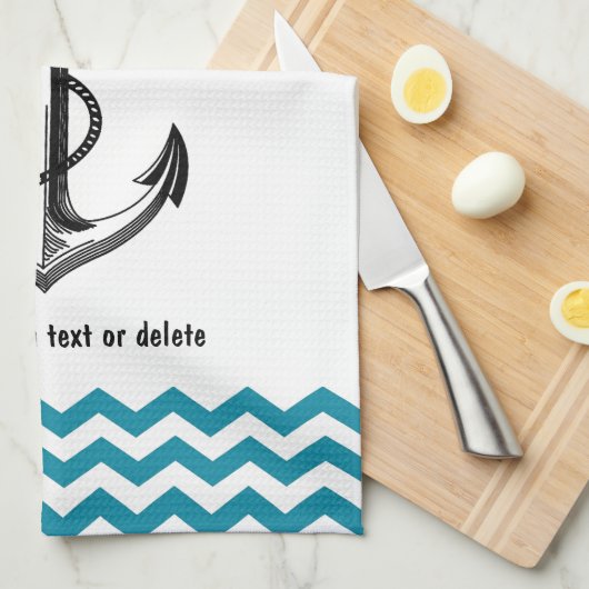 Jouw liefde is mijn Blauwgroen blauwe Chevron Cust Theedoek (Quarter Fold)