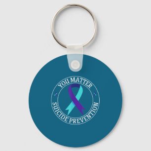 Jouw lint turquoise & paars preventie van zelfmoor sleutelhanger