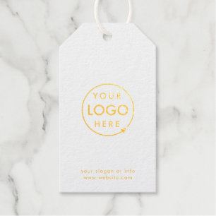 Jouw Logo Bedrijfs Moderne Minimale Wit en Goud Cadeaulabels