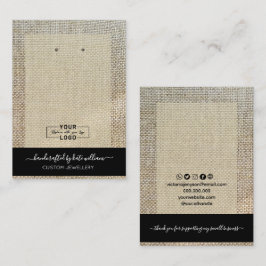 JOUW LOGO beige linnen displaykaart Visitekaartje
