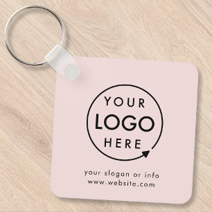 Jouw Logo   Blush Pink Business Corporate Modern Sleutelhanger