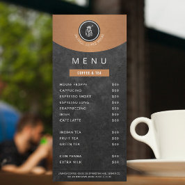 Jouw logo cafetaria koperen zwarte karkurkplanmenu reclamekaart