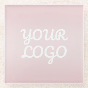 Jouw Logo & Elegante Moderne Blush Roze Ombre Glazen Onderzetter