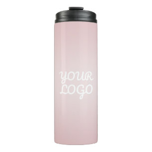 Jouw Logo & Elegante Moderne Blush Roze Ombre Thermosbeker