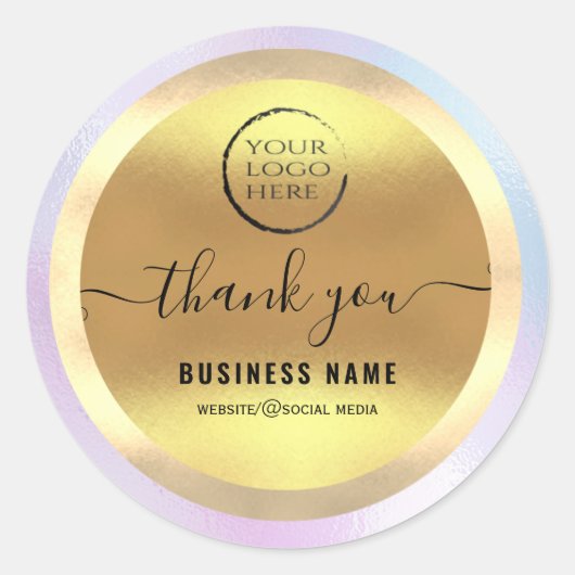 Jouw logo goud script bedankt zakelijk klassiek ronde sticker (Voorkant)