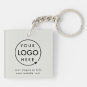 Jouw Logo | Gray Silver Business Corporate Modern Sleutelhanger (Achterkant)