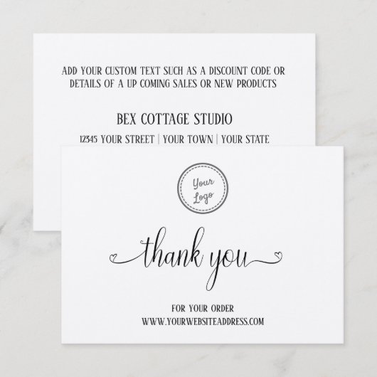 Jouw Logo |Hartelijk dank voor uw bestelling over Bedankkaart (Voorkant / Achterkant)