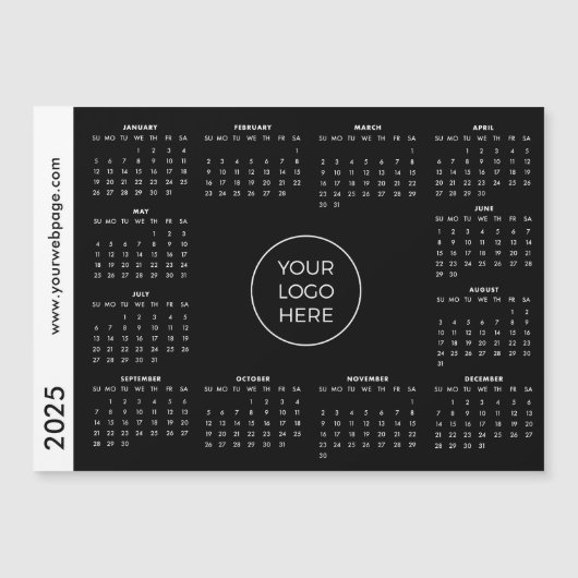 Jouw Logo Here Black 2025 Magnetische Kalender (Voorkant)