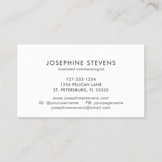 Jouw Logo hier Champagne Folie Script Typografie Visitekaartje (Achterkant)