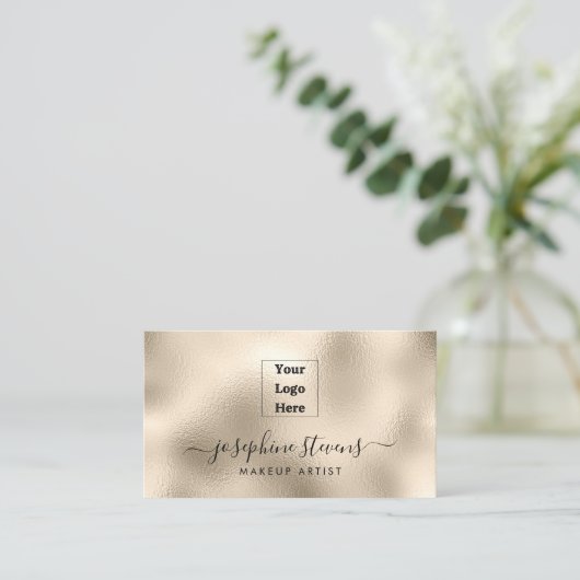 Jouw Logo hier Champagne Folie Script Typografie Visitekaartje (Staand voorkant)