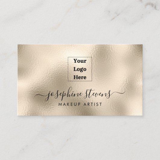 Jouw Logo hier Champagne Folie Script Typografie Visitekaartje (Voorkant)