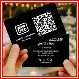Jouw Logo Hier Eenvoudig Modern Zwart Website QR C Visitekaartje