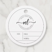 Jouw Logo Hier Elegante Monogram Kleding Hanglabel Bedankjes Labels (Voorkant)