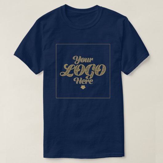 Jouw Logo Hier – Heren Navyblauwe T-Shirt (Design voorkant)