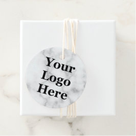Jouw Logo hier op Faux White Marble Bedankjes Labels