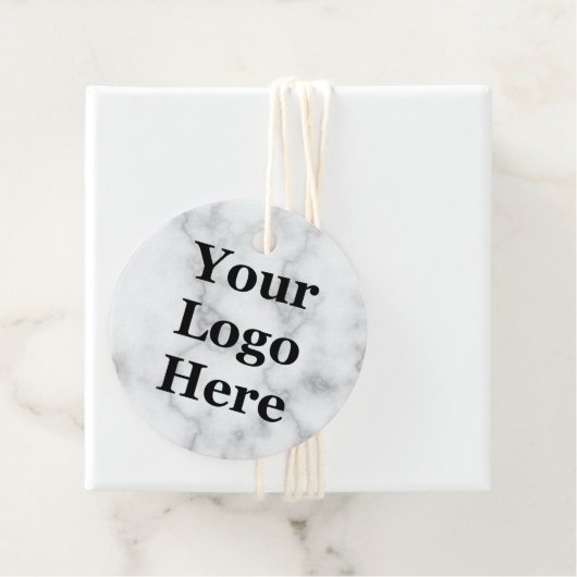Jouw Logo hier op Faux White Marble Bedankjes Labels (In situ)