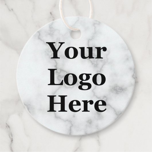 Jouw Logo hier op Faux White Marble Bedankjes Labels (Voorkant)