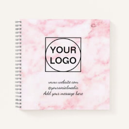 Jouw logo hier wit eenvoudig minimaal ROZE MARMER Notitieboek