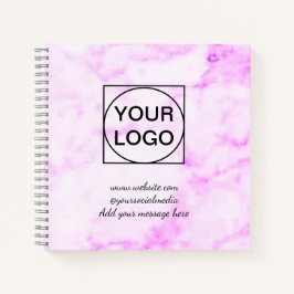 Jouw logo hier wit eenvoudig minimaal ROZE MARMER  Notitieboek