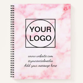 Jouw logo hier wit eenvoudig minimaal ROZE MARMER  Notitieboek