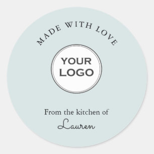 Jouw logo 'Made with love' Blauw Ronde Sticker