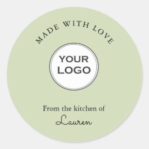 Jouw logo 'Made with love' Groen Ronde Sticker