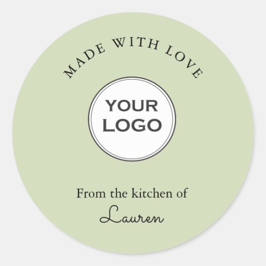 Jouw logo 'Made with love' Groen Ronde Sticker (Voorkant)