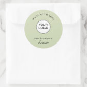 Jouw logo 'Made with love' Groen Ronde Sticker (Tas)