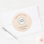 Jouw logo 'Made with love' Peach Ronde Sticker (Envelop)