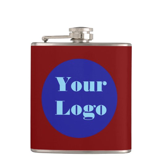 Jouw Logo Maroon Blue Heupfles (Voorkant)