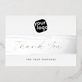 Jouw Logo Minimal Zilver Bedankkortingkaart Folie Feestdagenkaart (Voorkant)