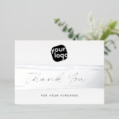 Jouw Logo Minimal Zilver Bedankkortingkaart Folie Feestdagenkaart (Staand Voorkant)